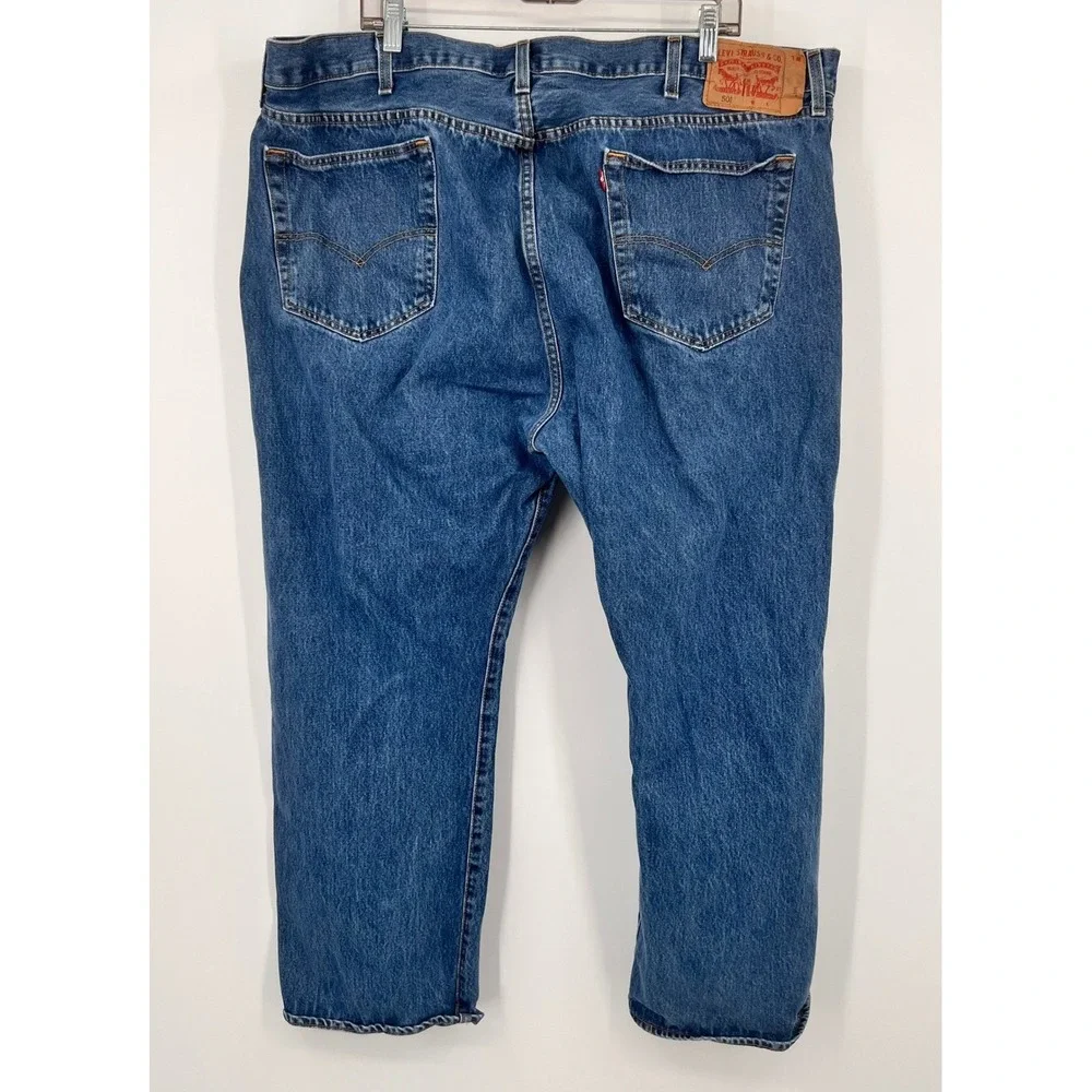 Levis 501 Original Fit Button Fly Blue Denim Jeans‎ Mens 46x30 Medium Wash